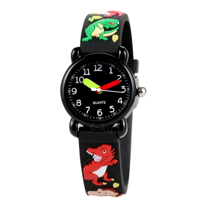 Reloj Led Niños Dinosaurios Kawai 3d Impermeable Mov Japones