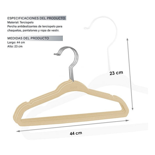 Set 20 Ganchos Acero Terciopelo Organizador Closet Durable