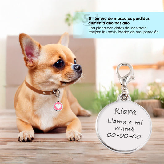 Soku Placa Personalizada Perro Gato Cora Tag Premium+