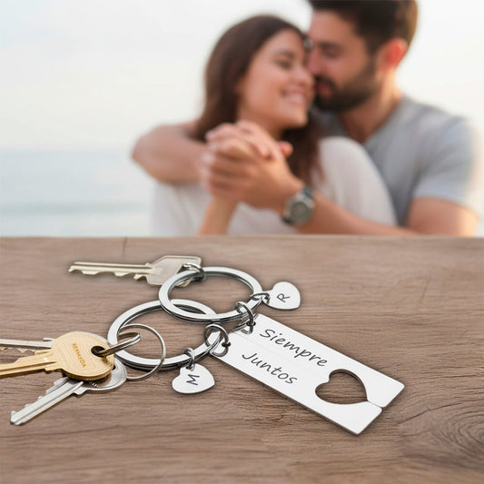 Llaveros Pareja Personalizado Spoti Mensaje Acero Inoxidable