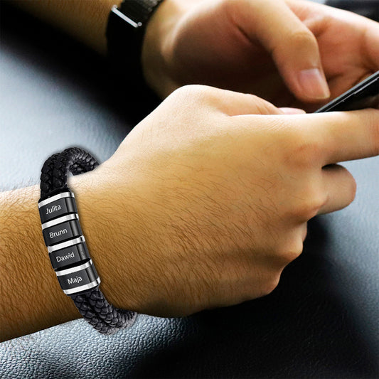 Pulsera Personalizada Piel Acero Inoxidable Titanio Soku