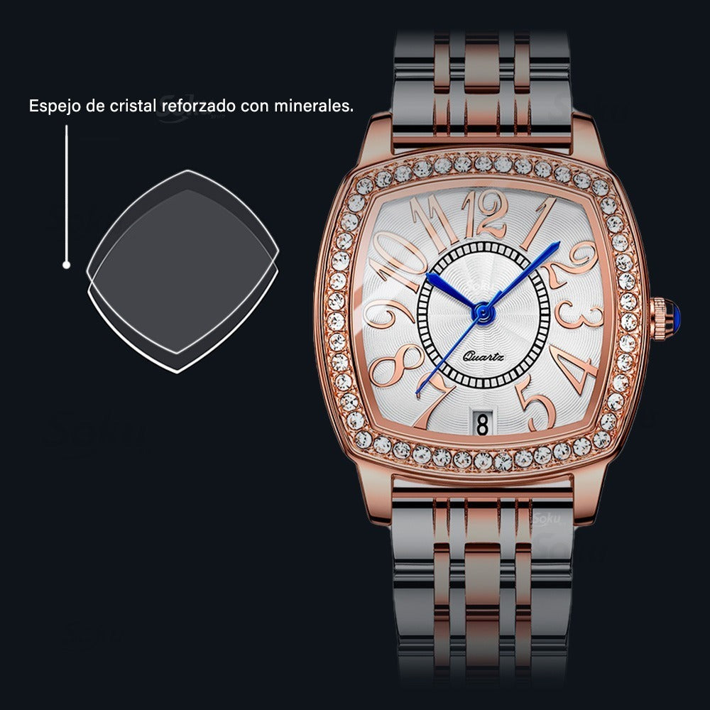 Reloj Inoxidable Brillantes Numeros Grandes Fechador Cx