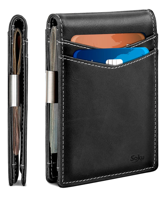 Soku Personaliza Cartera Ejecutiva Clip Piel Vaquero Premium