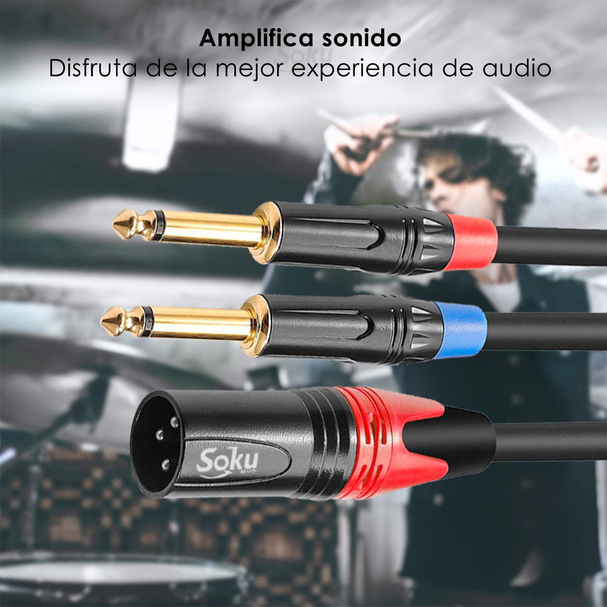 Cable Audio Dual Ts 6.35 A Xlr 3 Pines Hifi Premium 24k Soku