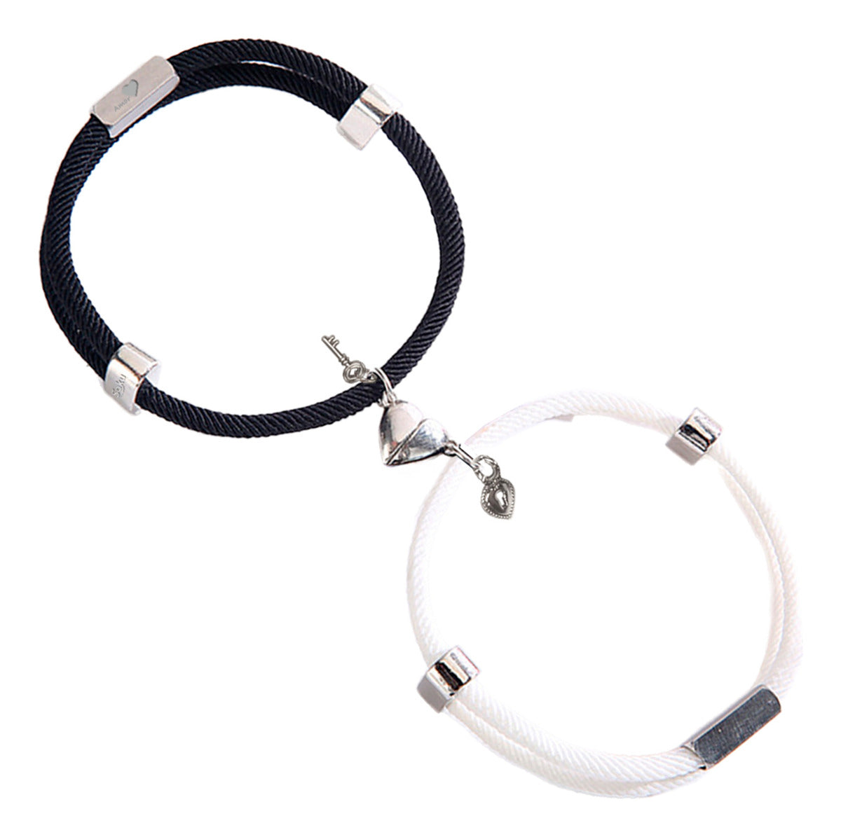 Kit 2 Brazaletes Magnéticos Pulsera Llave Y Candado Parejas