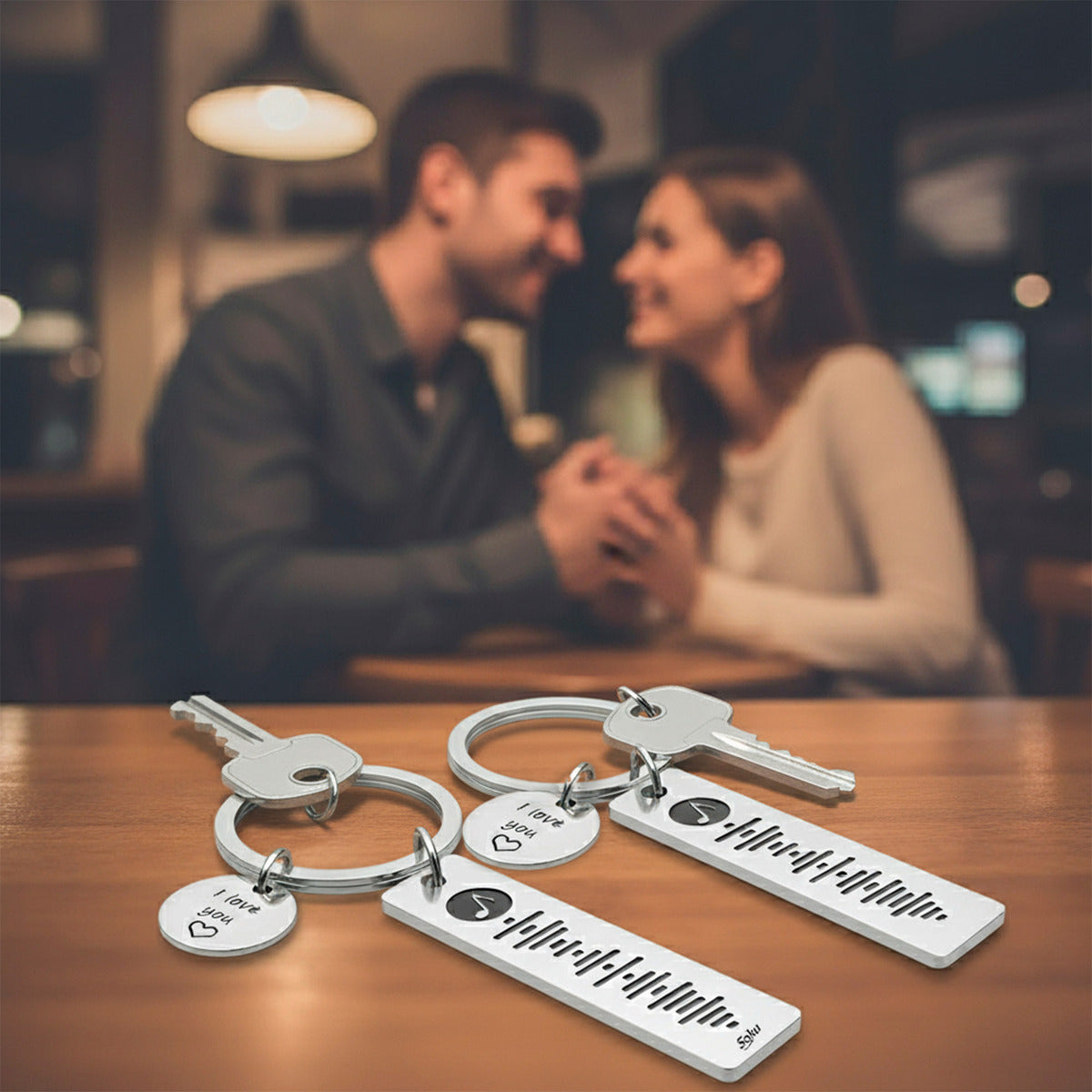 2x Llaveros Pareja Personalizado Spoti Inoxidable Dura Vida
