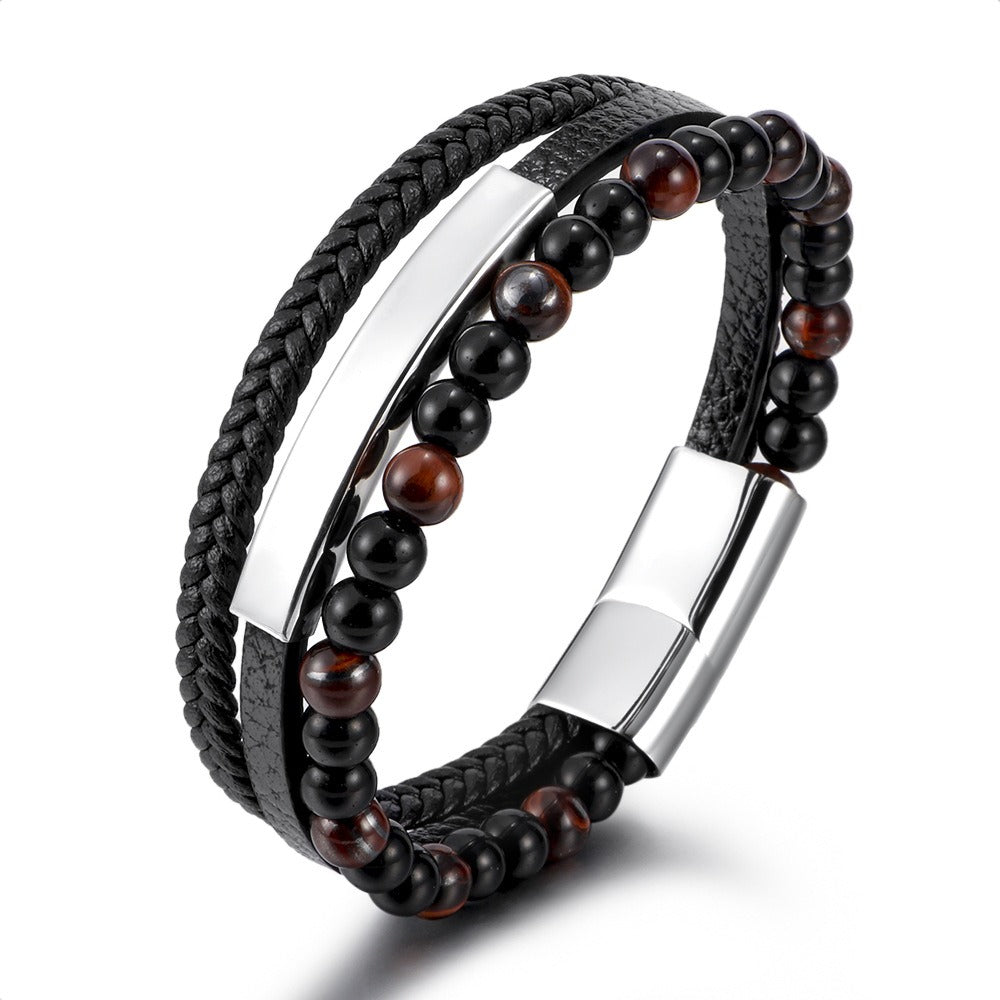 Soku Pulsera Personalizada Piel Piedra Acero Titanio