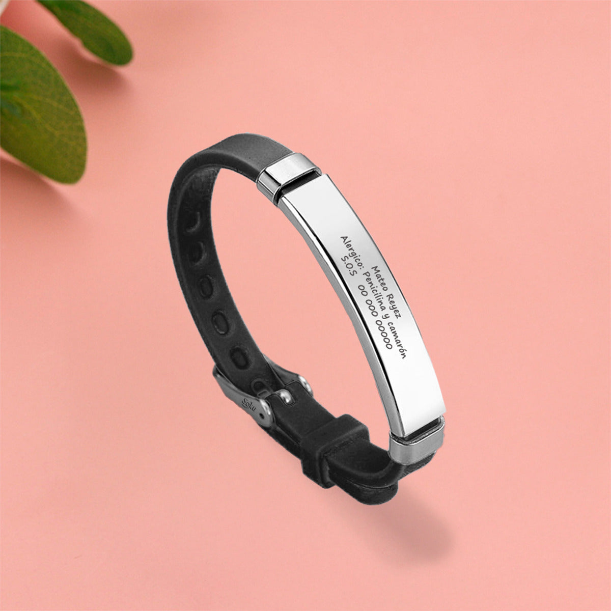 Pulsera Personalizada Niños Identificación Acero Silicona