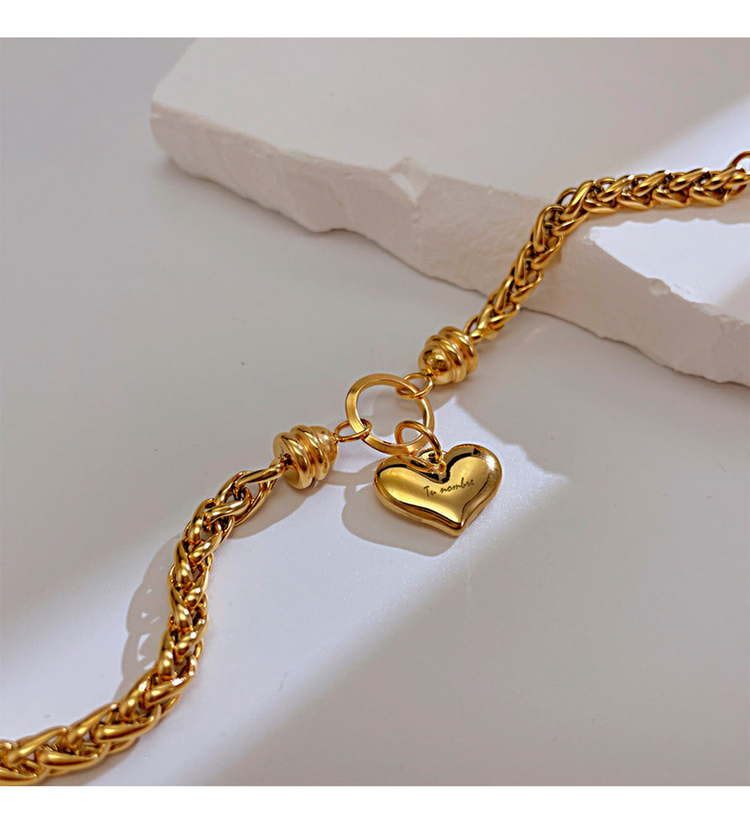 Soku Pulsera Corazon 3d Personalizada Grabado Acero Titanio