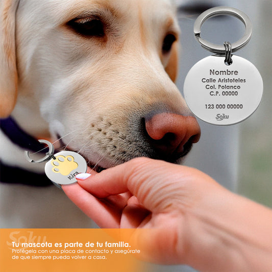 Soku Placa Personalizada Perro Gato Inoxidable Premium +