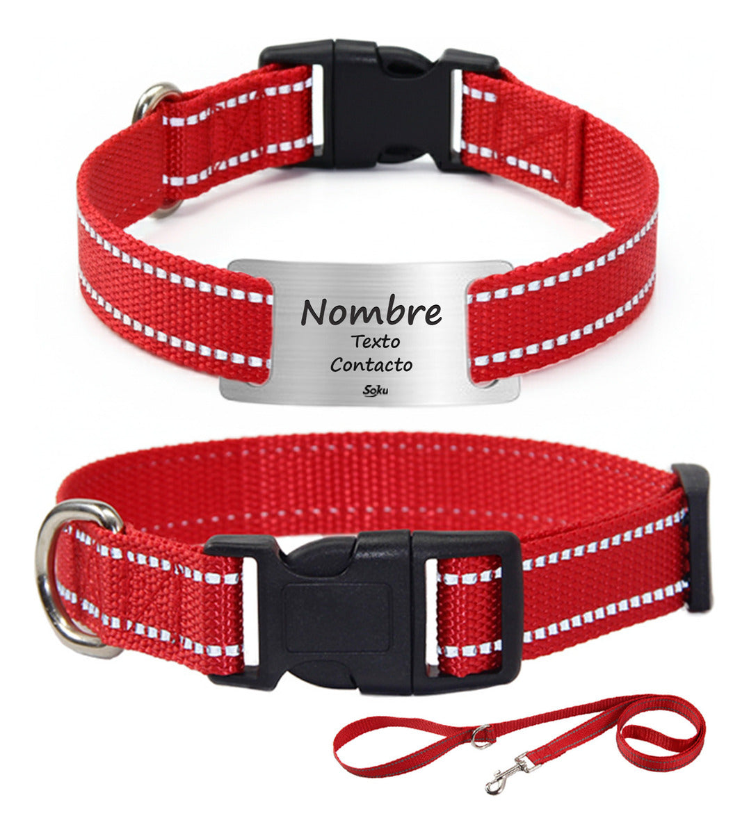 Soku Collar Raza Chica Personalizado Correa Perro Gato Masco