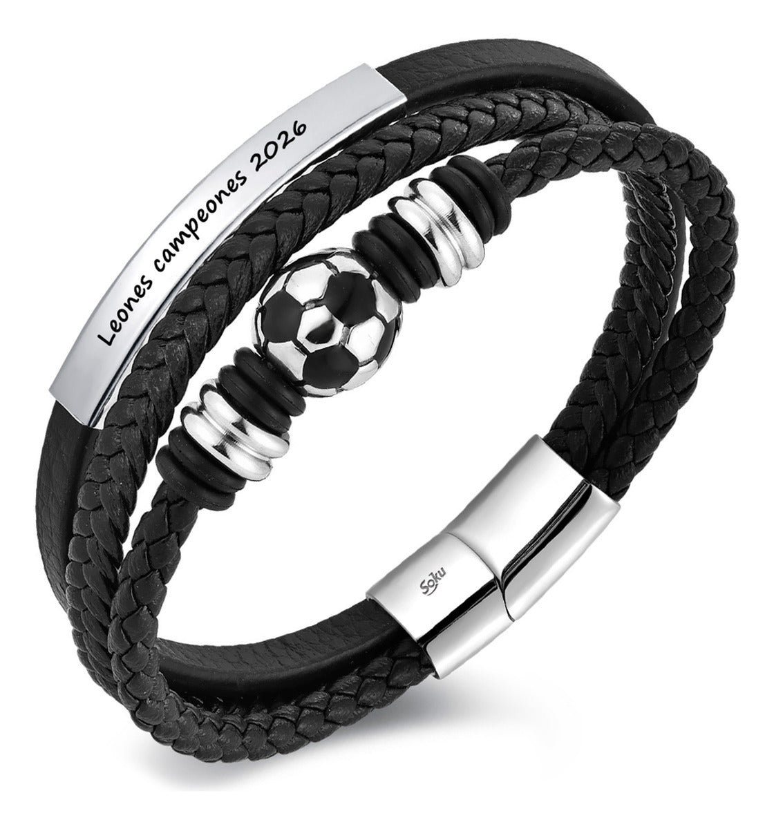 Soku Pulsera Personalizada Balon Futbol Inoxidable Premium