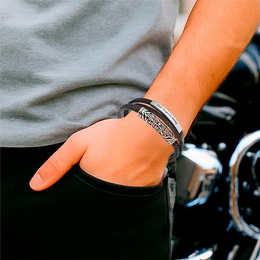 Soku Pulsera Personalizada Inoxidable Got Vintage Micro Piel