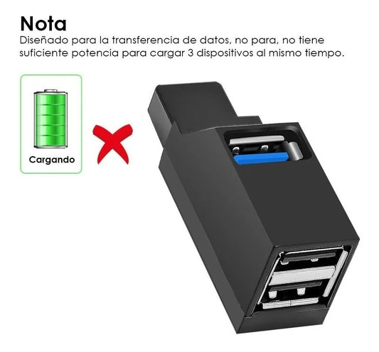 2x Mini Hub Usb 3.0 3 Puertos Pc Ps4 Xbox Datos Portatil