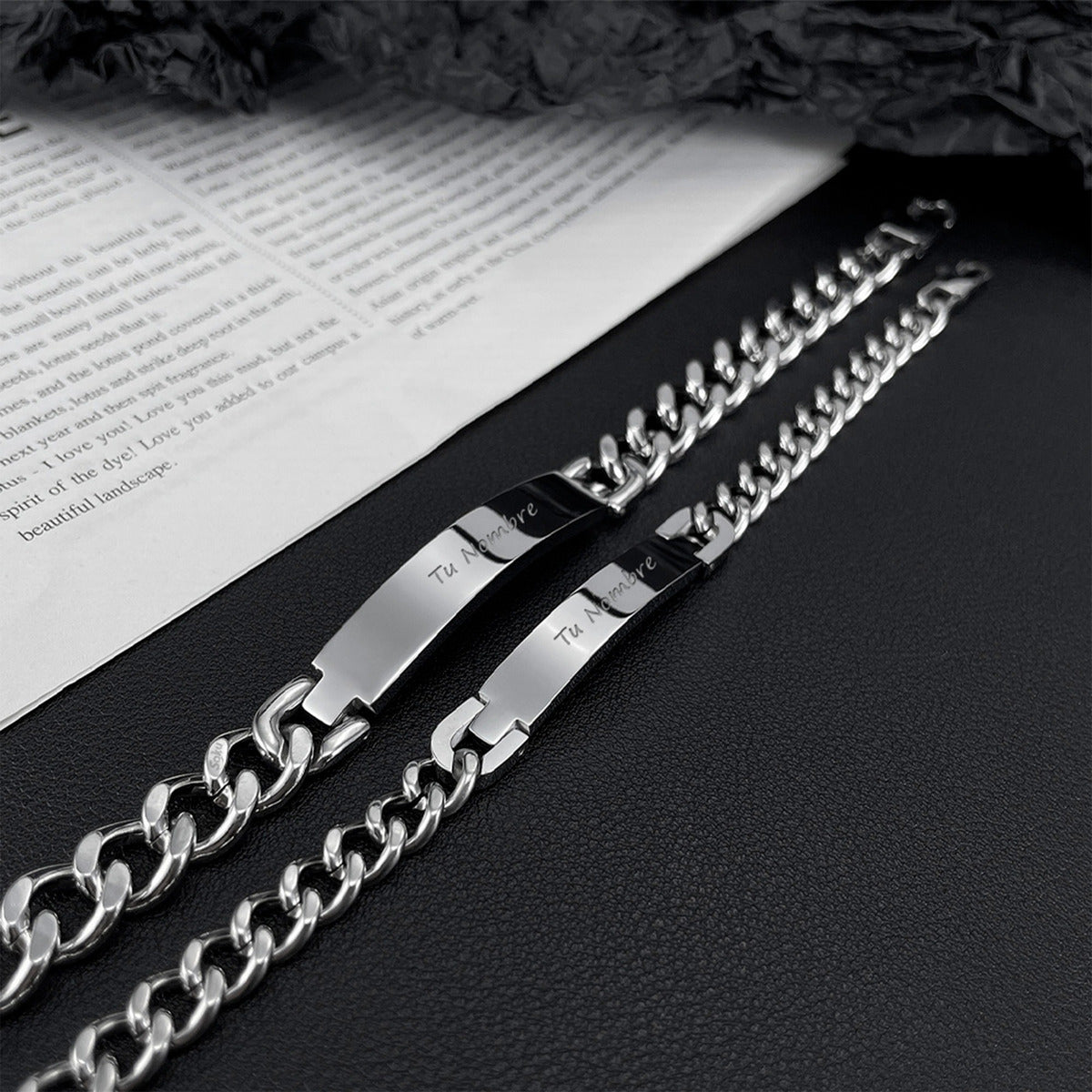 2 Pulseras Personalizada Parejas Acero Titanio De Por Vida