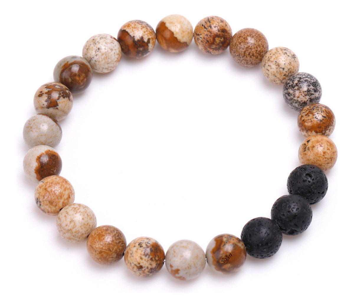 Pulsera Lava Natural Triple Equilibrio Balance Energía Moda