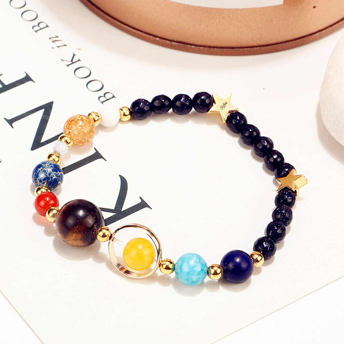Pulsera De Planetas Sistema Solar Ajustable Cuarzos Universo