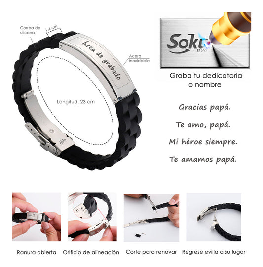 Soku Pulsera Personalizada Emergencias Médica Acero Premium+
