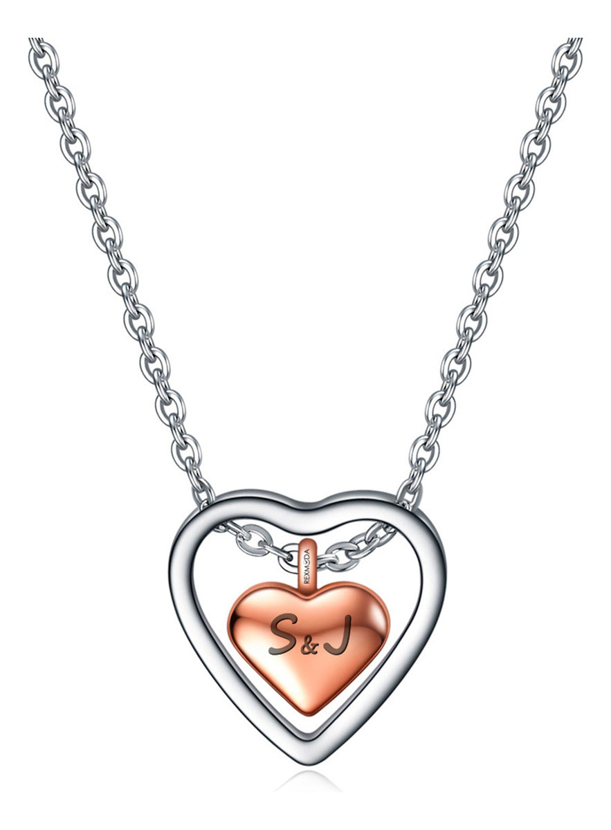 Soku Collar Dije Personalizo Corazón Grabado Iniciales Inoxi