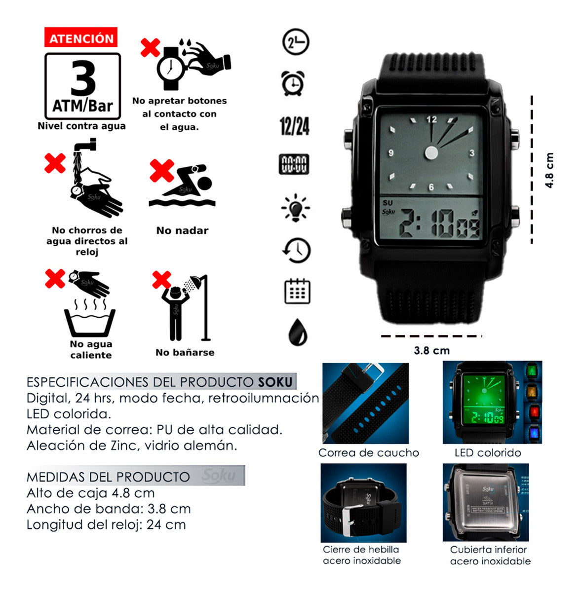 Soku Reloj Digital Dual Deportivo Moda Japonesa