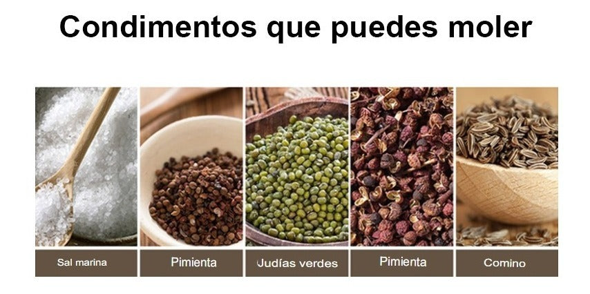 Molinillo Pimienta Sal Vidrio Acero Inoxidable Premium