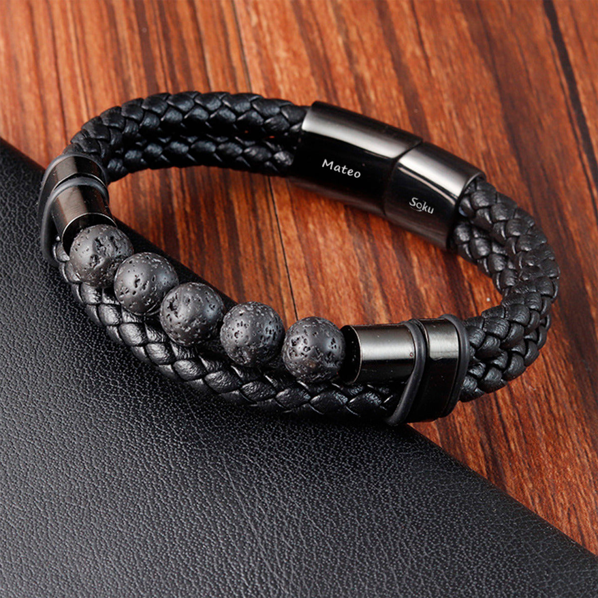 Soku Pulsera Personalizada Lava Acero Inoxidable Micro Piel