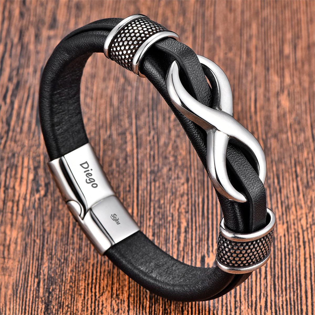 Soku Pulsera Personalizada Inoxidable Infinito G Micro Piel