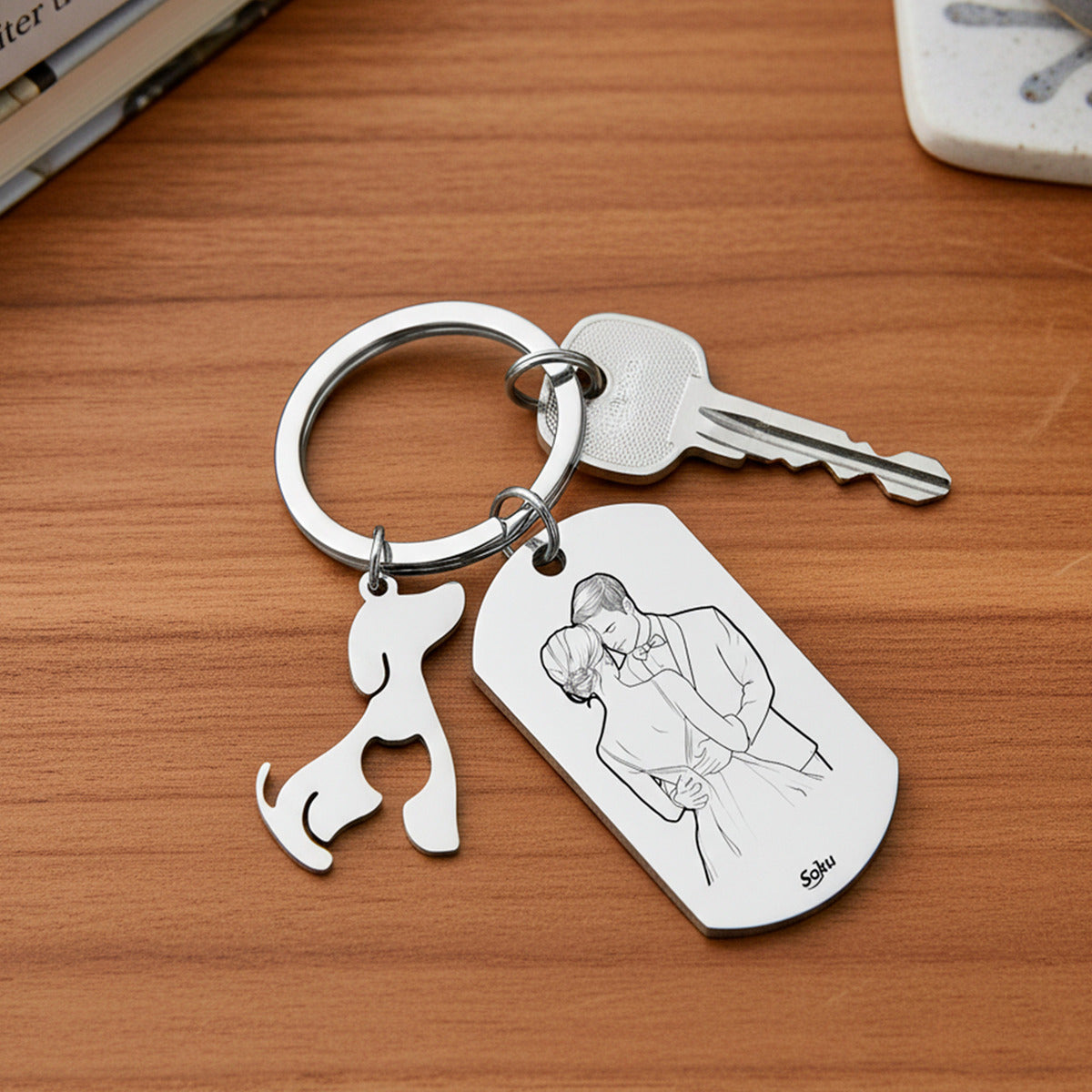 Soku Llavero Personalizado Amor Family Hogar Perro Gato Inox