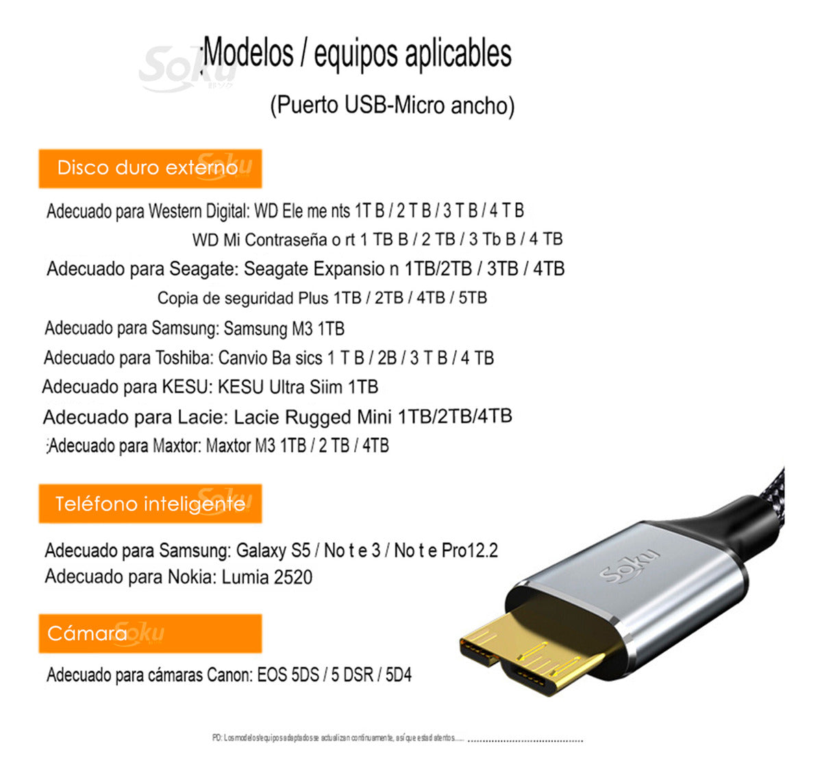 Soku Cable Usb 3.0 Lectura Ultra Rapida Disco Duro Externo