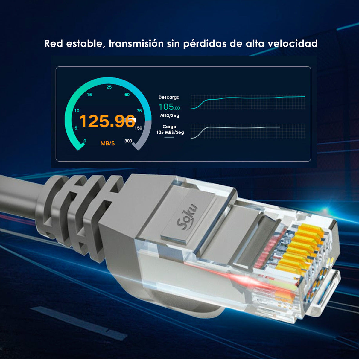 Cable Ethernet Lan Cat5 Red 1.5 Metro