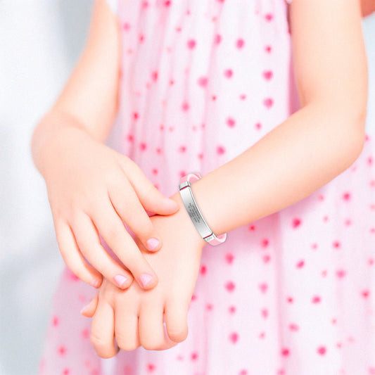 Pulsera Personalizada Niños Identificación Acero Silicona