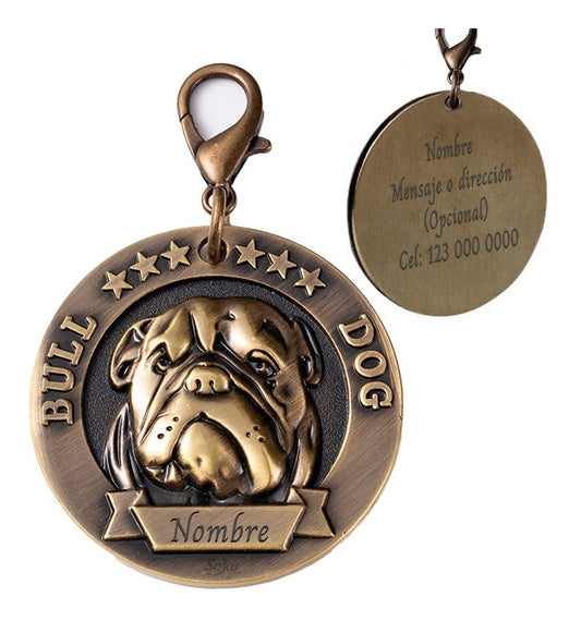 Placa Perro Personalizada Inoxidable Razas Medalla Grande