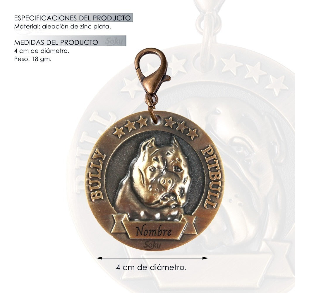 Placa Perro Personalizada Inoxidable Razas Medalla Grande