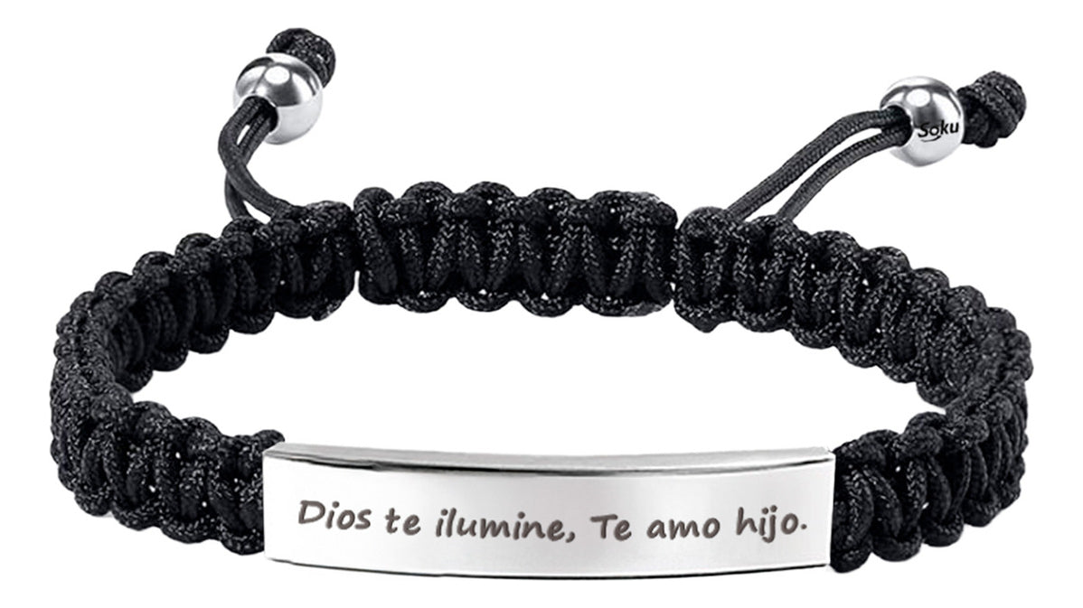 Soku Pulsera Personalizada Hijos Cumpleaños Graduado Ajusta Plateado-negro 21 Cm
