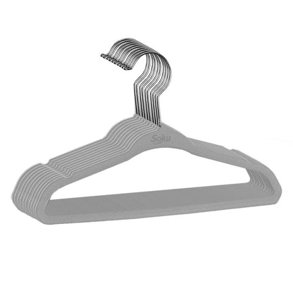 Set 10 Ganchos Acero Terciopelo Organizador Closet Durable