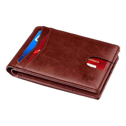 Cartera Billetera Slim Protección Rfid Piel Genuina Soku