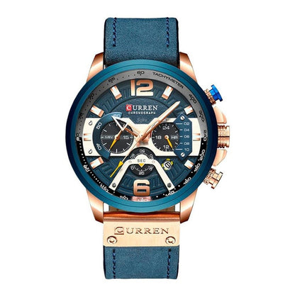 Reloj Cuero Lujo Cronometro Original Calendario Taquímetro C