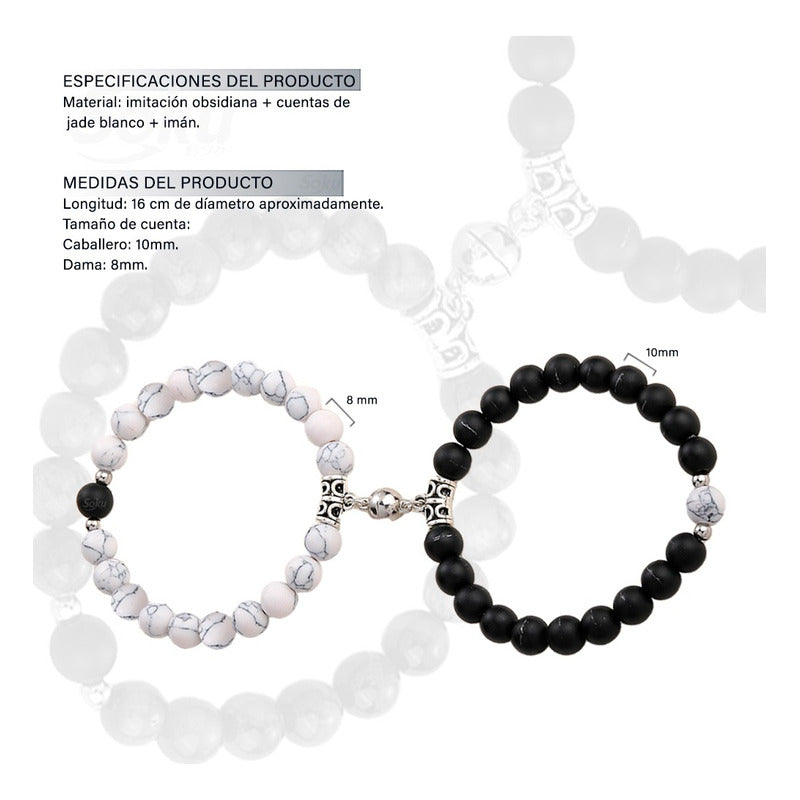 Pulseras Duo Pareja Piedra Iman Eterno Dije Personalizable