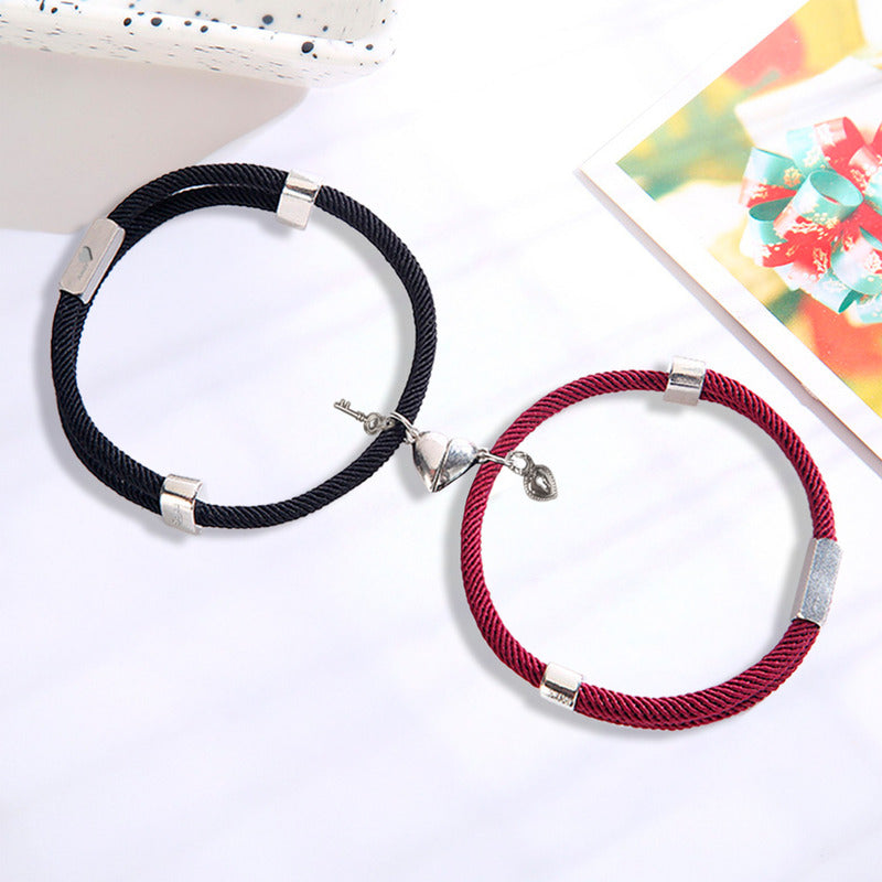 Kit 2 Brazaletes Magnéticos Pulsera  Llave Y Candado Parejas