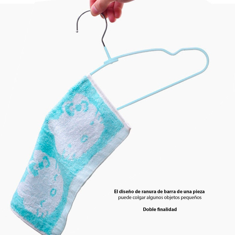 10 Ganchos Ropa Niños Bebes Metal Anti Desliz De Por Vida