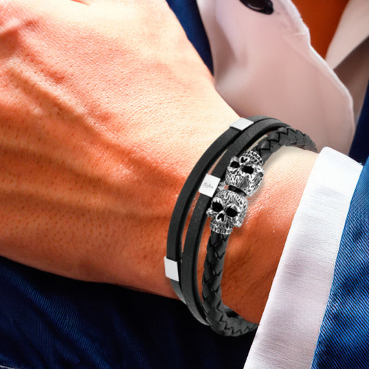 Soku Pulsera Personalizada Craneos Inoxidable Micro Piel