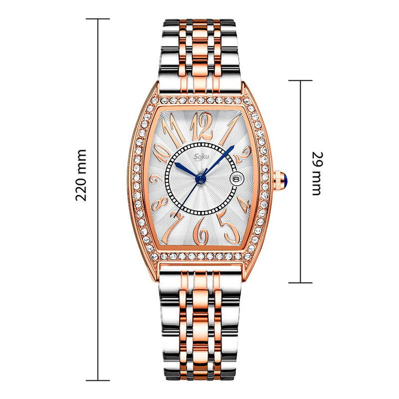 Reloj Acero Inoxidable Mujer Brillantes Numeros Grandes Cx