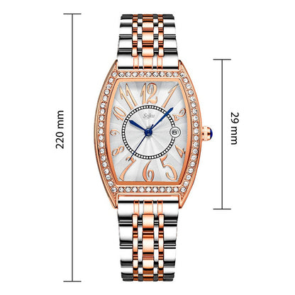 Reloj Acero Inoxidable Mujer Brillantes Numeros Grandes Cx