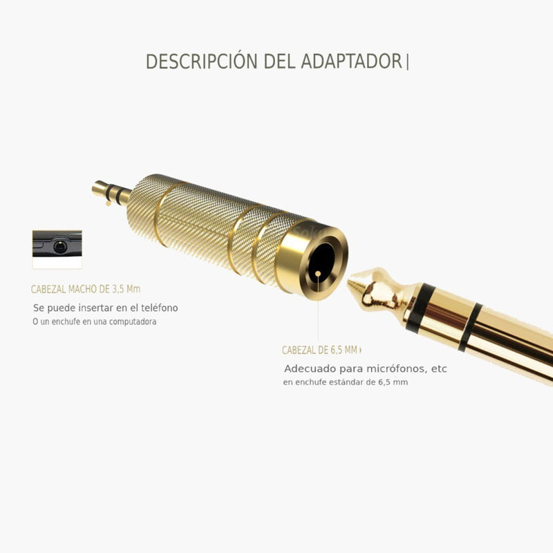 2 Adaptador Audio Estéreo Trs Jack 6.35 Macho A 3.5mm Hembra