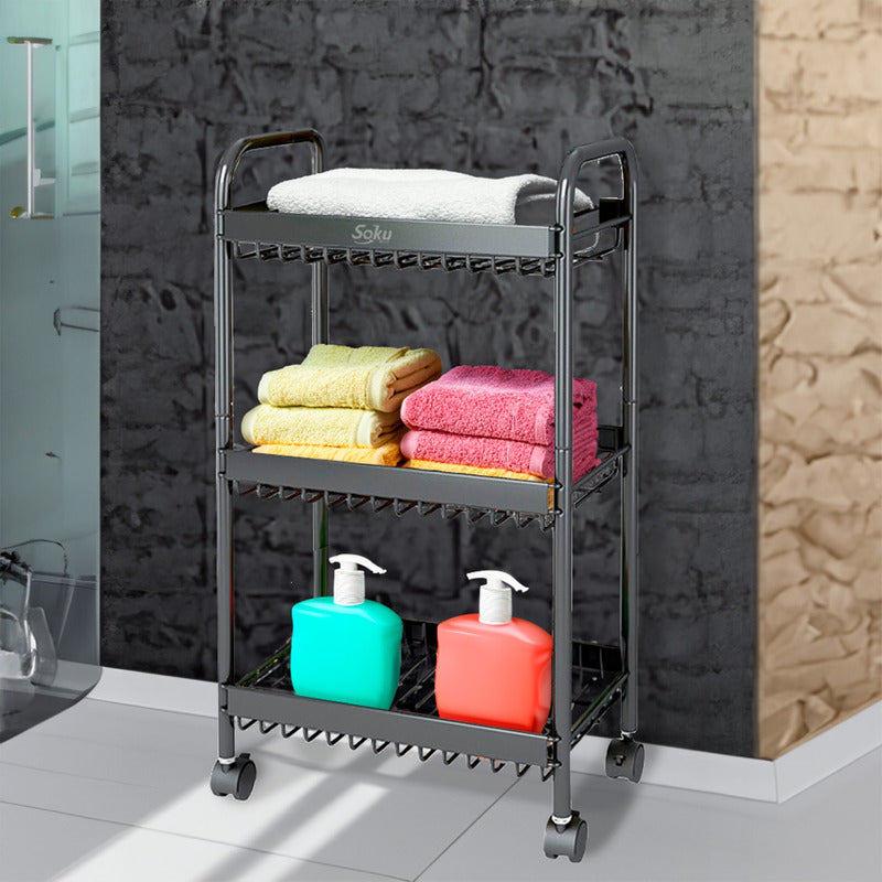 Soku Carrito Multifuncional Baño 3 Niveles Acero Práctico