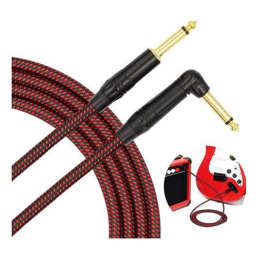 Cable Guitarra Estereo Ts Jack 6.35 2 Macho Rudo Hifi 24k 3m