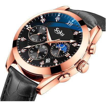 Reloj Cuero Cronometro Real Fechador Original Impermeable