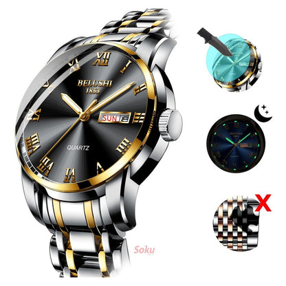 Reloj Hombre Acero Inoxidable Fluorecente Fechador Lujo Bs