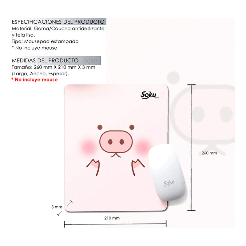 Tapete Raton Alfombrilla Mouse Pad Moda Kawai Antideslizante