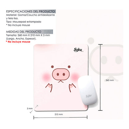 Tapete Raton Alfombrilla Mouse Pad Moda Kawai Antideslizante